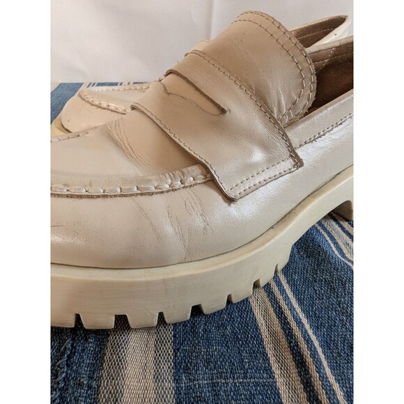 STEVE MADDEN Lawrence Bone Leather Chunky Platform Slip On Loafers Sz 9 [V06] - Picture 4 of 11